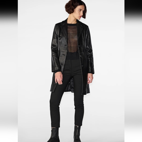 Wilsons Leather Jackets & Blazers - Wilson's Leather Trench Coat, Thinsulate Liner, Black Leather, Women's Size XL